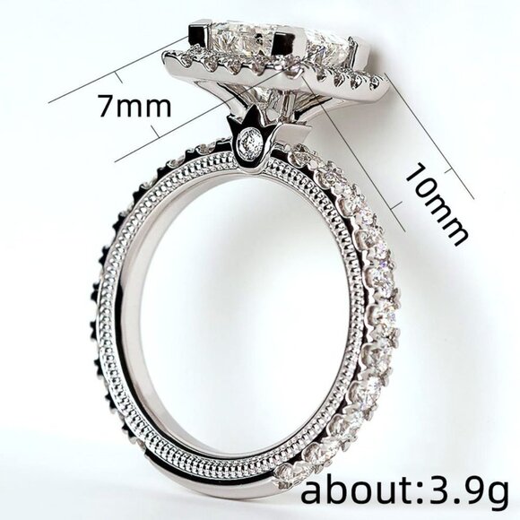 💎 Romantic Glitter Large Diamond Zircon Thin CZ Rings for Women, PD472 - Picture 5 of 5